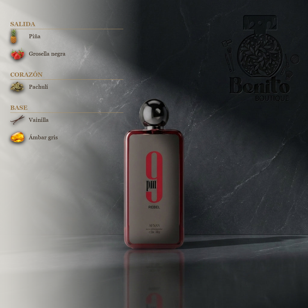 AFNAN 9 PM REBEL EDP - Notas olfativas